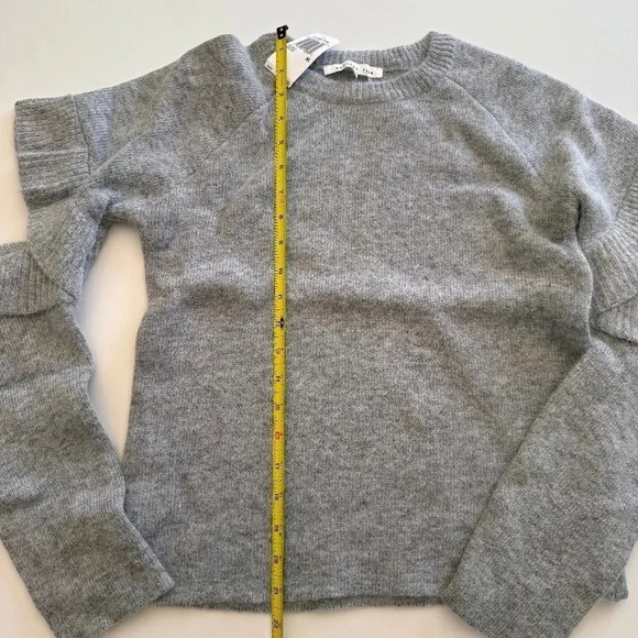 Revolve- Endless Rose- NWT-Cut Out Sleeve- Romantic Sweater- Mohair-Grey- M - Picture 9 of 13